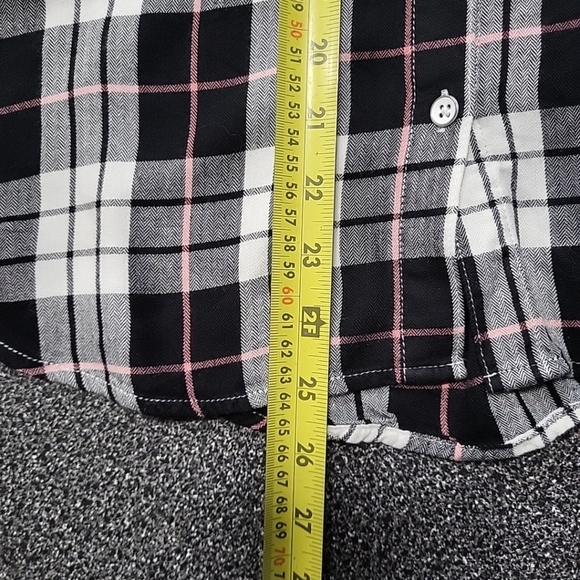 JACHS GIRLFRIEND Women's Shirt Size M Blue & Pink Plaid Short Sleeve Button Up - Picture 9 of 9